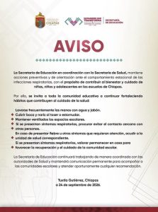 A la comunidad educativa ante el comportamiento estacional de las infecciones respiratorias.