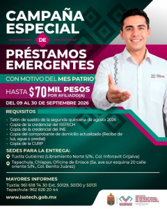 Isstech destina 35 mdp a campaña especial de préstamos emergentes por el mes patrio